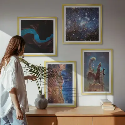 Wanddeko-Set mit Weltraumlandschaften von Galaxien