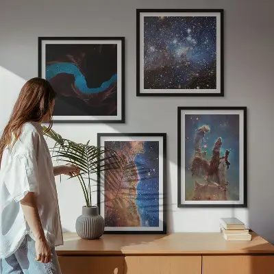 Wanddeko-Set mit Weltraumlandschaften von Galaxien