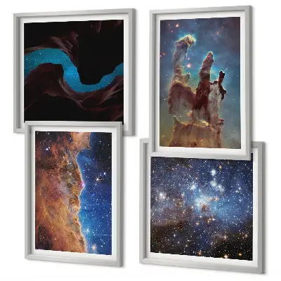 Wanddeko-Set mit Weltraumlandschaften von Galaxien