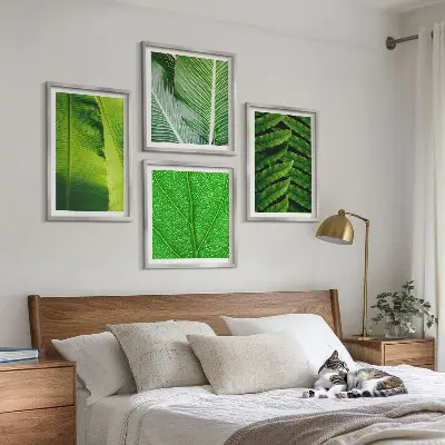 Wanddeko-Set mit Nahaufnahme von tropischen Blättern