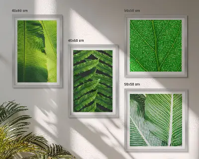 Wanddeko-Set mit Nahaufnahme von tropischen Blättern