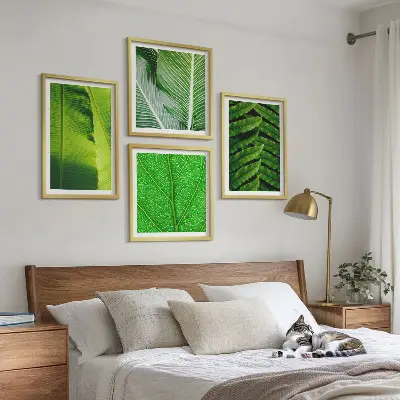 Wanddeko-Set mit Nahaufnahme von tropischen Blättern