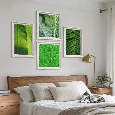 Wanddeko-Set mit Nahaufnahme von tropischen Blättern