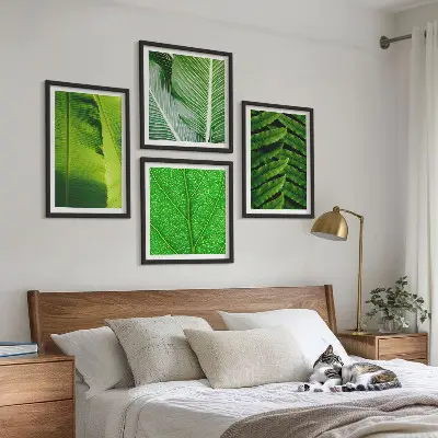 Wanddeko-Set mit Nahaufnahme von tropischen Blättern