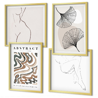 Wanddeko-set Abstrakte Boho-Blattformen