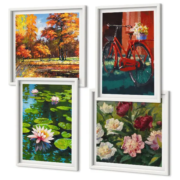 Wanddeko-Set mit Seerosen und Fahrradblumen