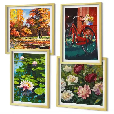 Wanddeko-Set mit Seerosen und Fahrradblumen