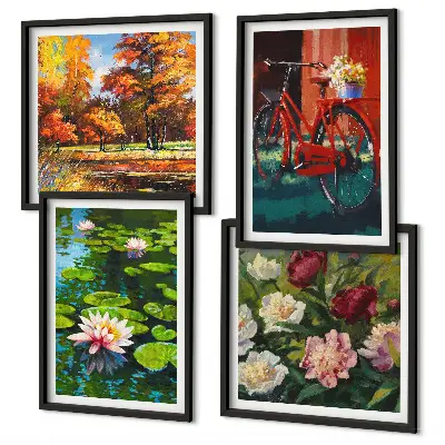 Wanddeko-Set mit Seerosen und Fahrradblumen