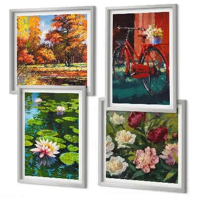 Wanddeko-Set mit Seerosen und Fahrradblumen