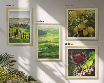 Italienische Landschaften Zitrushügel als gerahmtes Polyptychon