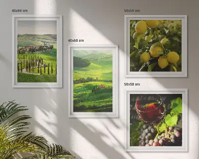 Italienische Landschaften Zitrushügel als gerahmtes Polyptychon
