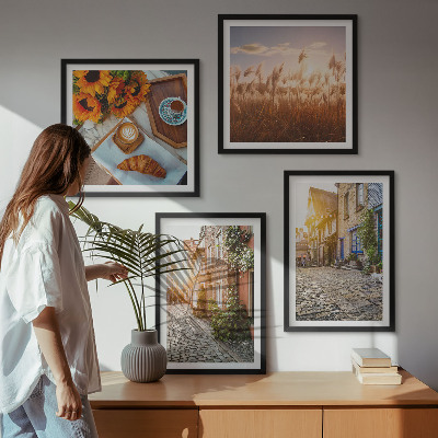 Wanddeko-set Charmante Straßen mit Kaffee