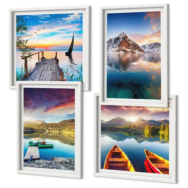 Wanddeko-Set Motiv Seen- und Berglandschaft