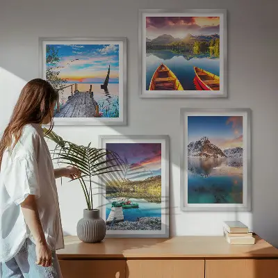 Wanddeko-Set Motiv Seen- und Berglandschaft
