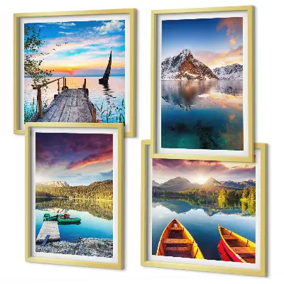 Wanddeko-Set Motiv Seen- und Berglandschaft