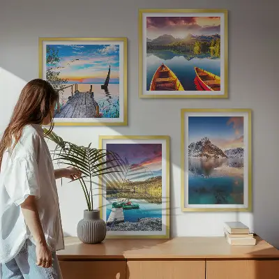 Wanddeko-Set Motiv Seen- und Berglandschaft