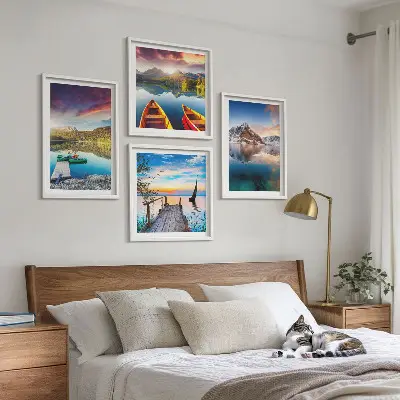 Wanddeko-Set Motiv Seen- und Berglandschaft