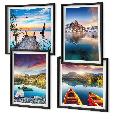 Wanddeko-Set Motiv Seen- und Berglandschaft