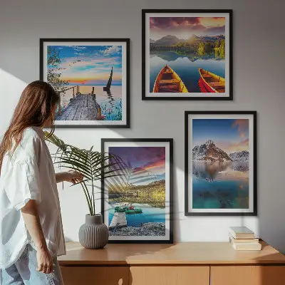 Wanddeko-Set Motiv Seen- und Berglandschaft
