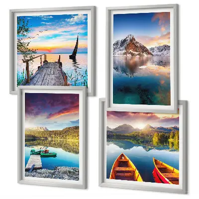 Wanddeko-Set Motiv Seen- und Berglandschaft