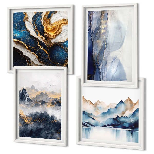 Wanddeko-set Blaue Berglandschaften