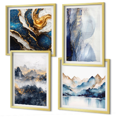 Wanddeko-set Blaue Berglandschaften