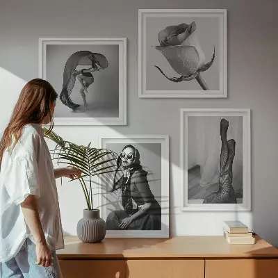 Stilvolle Porträts eleganter Frauen als gerahmtes Polyptychon