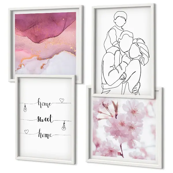 Blumenfamilie minimalistisch als Polyptychon mit Rahmen