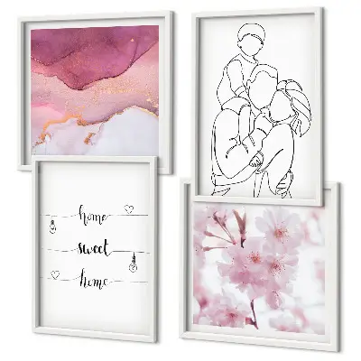 Blumenfamilie minimalistisch als Polyptychon mit Rahmen