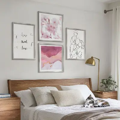 Blumenfamilie minimalistisch als Polyptychon mit Rahmen
