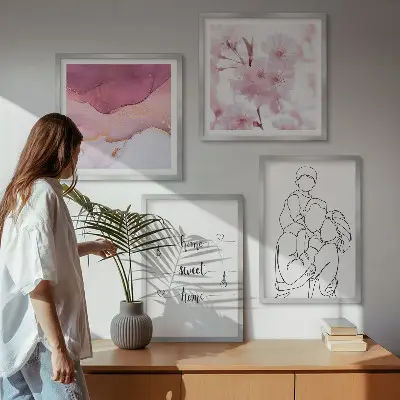 Blumenfamilie minimalistisch als Polyptychon mit Rahmen
