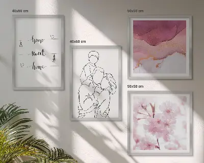 Blumenfamilie minimalistisch als Polyptychon mit Rahmen