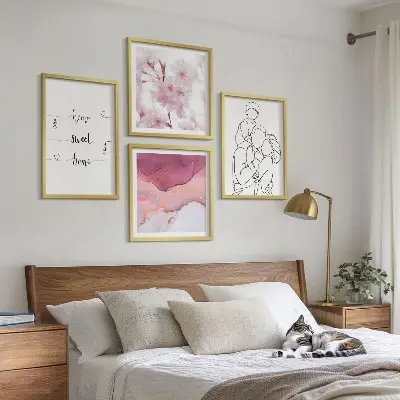 Blumenfamilie minimalistisch als Polyptychon mit Rahmen