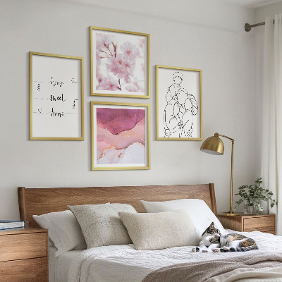 Polyptychon mit rahmen Blumenfamilie minimalistisch