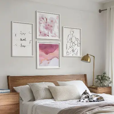 Blumenfamilie minimalistisch als Polyptychon mit Rahmen