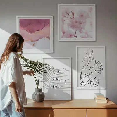 Blumenfamilie minimalistisch als Polyptychon mit Rahmen