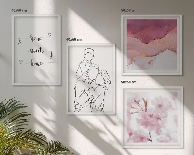 Blumenfamilie minimalistisch als Polyptychon mit Rahmen