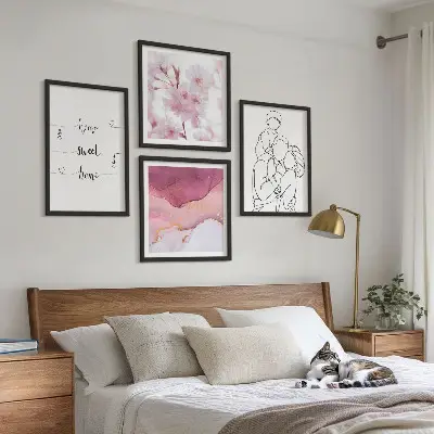 Blumenfamilie minimalistisch als Polyptychon mit Rahmen