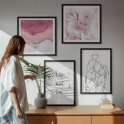 Blumenfamilie minimalistisch als Polyptychon mit Rahmen