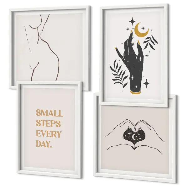 Minimalistische Boho-Illustrationen als Polyptychon mit Rahmen