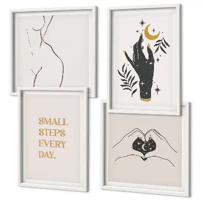 Minimalistische Boho-Illustrationen als Polyptychon mit Rahmen