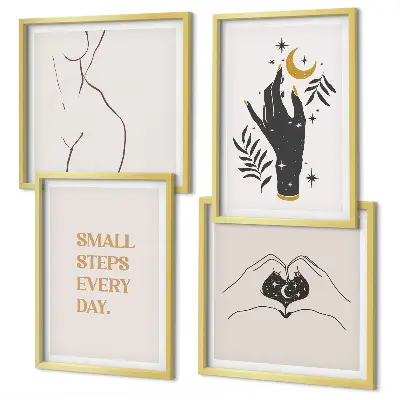 Minimalistische Boho-Illustrationen als Polyptychon mit Rahmen
