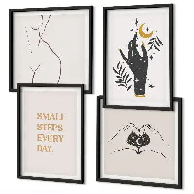 Minimalistische Boho-Illustrationen als Polyptychon mit Rahmen