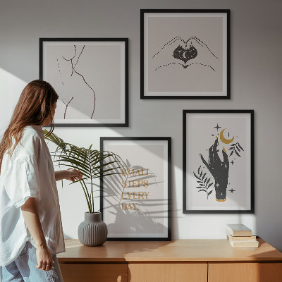 Polyptychon mit rahmen Minimalistische Boho-Illustrationen