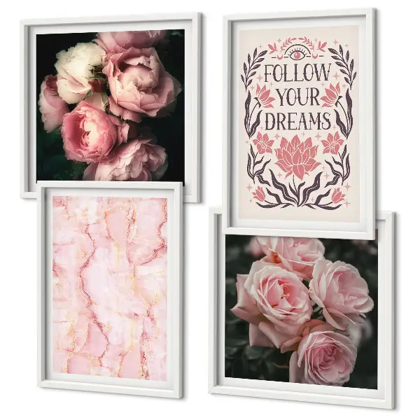 Polyptychon mit Rahmen Motiv Vintage Rosen Marmorträume