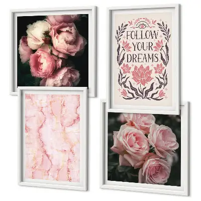 Polyptychon mit Rahmen Motiv Vintage Rosen Marmorträume