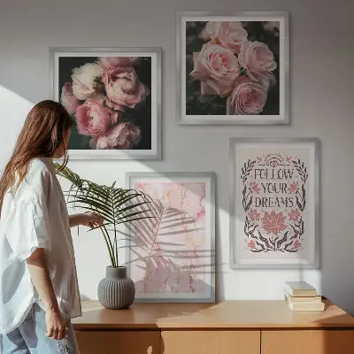 Polyptychon mit Rahmen Motiv Vintage Rosen Marmorträume
