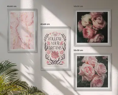 Polyptychon mit Rahmen Motiv Vintage Rosen Marmorträume