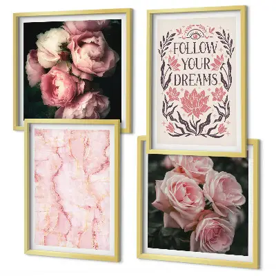 Polyptychon mit Rahmen Motiv Vintage Rosen Marmorträume