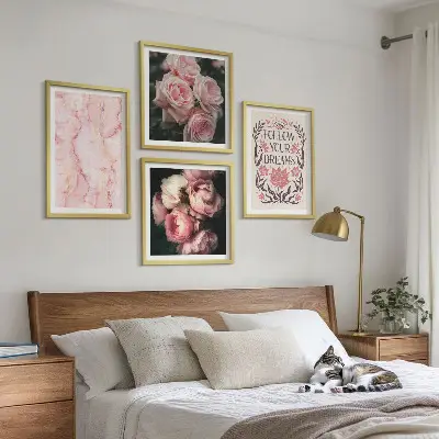 Polyptychon mit Rahmen Motiv Vintage Rosen Marmorträume